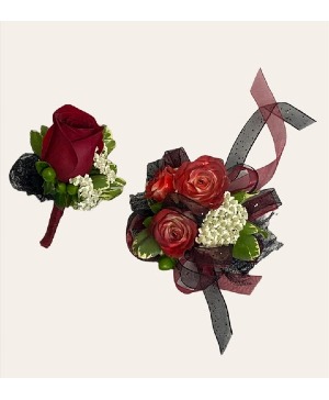 Elegant Roses Bout & Corsage Set