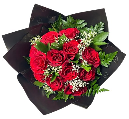 Black 'Sexy' Wrap- 12 Roses Any Occassion