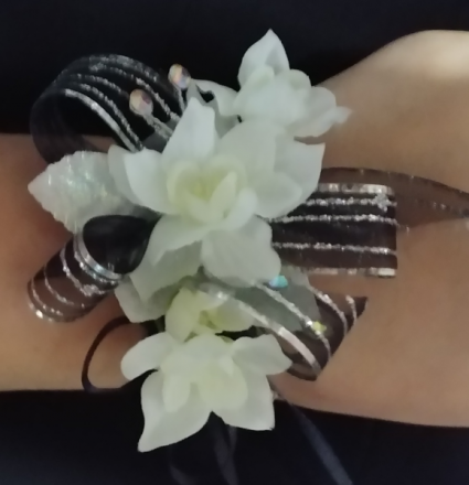 Black, Silver and White Corsage 