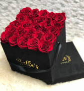 BLACK SUADE HAT BOX 25 FRESH ROSES 