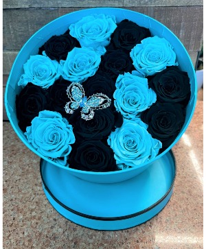 Black & Tiffany Blue Rose Box Rose Box