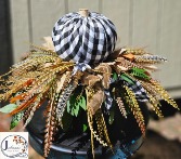 Black/White Gingham Pumpkin Centerpiece 