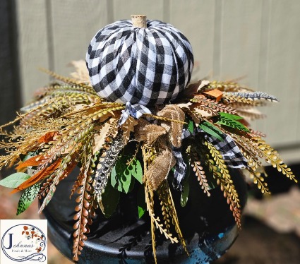 Black/White Gingham Pumpkin Centerpiece