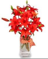 BLAZING ORANGE LILIES Arrangement