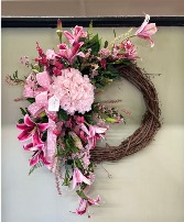 Pink Hydrangea Grapevine Wreath