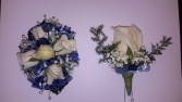 Bling Blue Roses Wrist Corsage