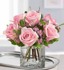 Blissful Pink Roses Vase Arrangement 