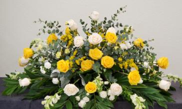 Blissful Sunshine Casket flowers in Clatskanie, OR | Clatskanie Floral LLC