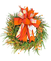 BLOOMING BEAD GRASS AUTUMN WREATH WITH BOW SILK WREATH WITH BOW 
