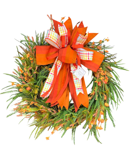 BLOOMING BEAD GRASS AUTUMN WREATH WITH BOW SILK WREATH WITH BOW