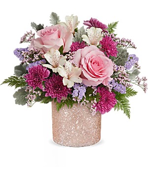 Blooming Brilliant Bouquet Glass Cylinder w/ Crushed-Glass Texture