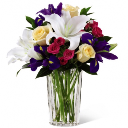 Blooming Iris & Lily Bouquet Vase