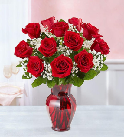 Blooming Love 12 Red Roses Red Rose Arrangement