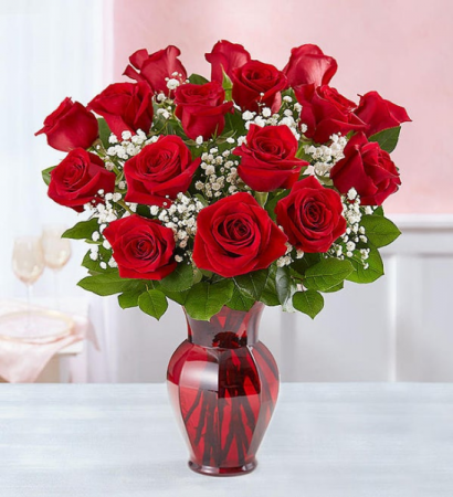 Blooming Love 18 Red Roses Red Rose Arrangement