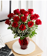 Blooming Love 18 Roses in Red Vase 