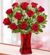 Blooming Love Premium Red Roses in Red Vase Roses