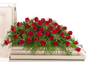 Blooming Red Roses Casket Spray TF209-4