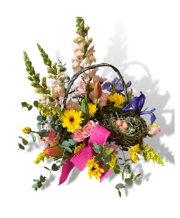 Blooming Spring Basket Arrangement in Medina, NY | CREEKSIDE FLORAL AND DESIGN