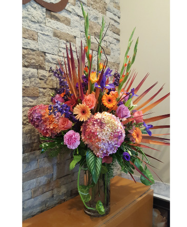Blooming with color Large Lavish statement piece in Louisville, OH | DOUGHERTY FLOWERS, INC.