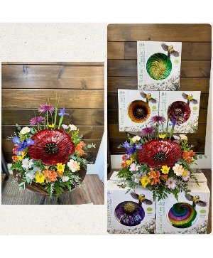 Blooms and Bird Bath/Feeder  