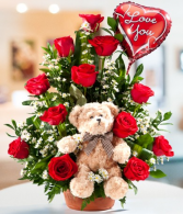 Blooms and Bear Valentine's Day