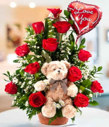 Blooms and Bear Valentine's Day in Whittier, CA | Rosemantico Flowers