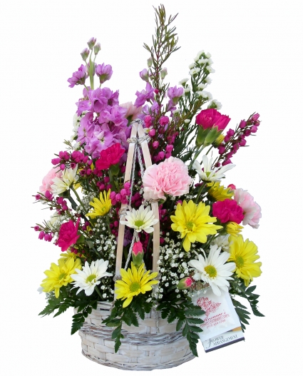 Blooms of Cheer Basket Arrangement