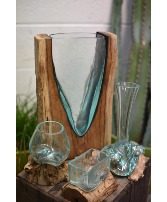 Blown Glass Driftwood Art Containers GIFT
