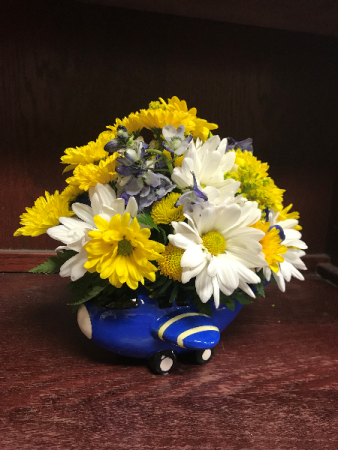 BLUE AIRPLANE NEW BABY in Katy, TX | KD'S FLORIST & GIFTS