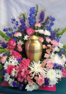 Blue and Pink Urn Wreath 