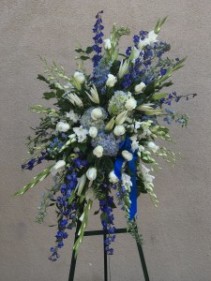 Blue and White Angled Standing Spray  