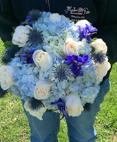 Blue and White Bouquet Classic round Bridal Bouquet