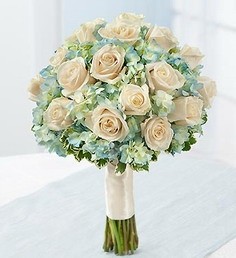 blue and white bridal bouquet