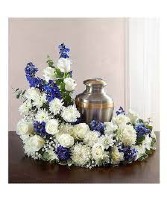 Blue and White Cremation Wreath  Cremation Wreath 