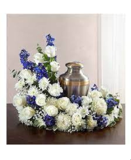 Blue and White Cremation Wreath  Cremation Wreath 