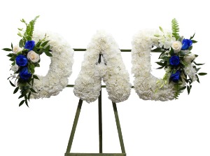 Blue and white DAD standing spray 