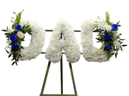 Blue and white DAD standing spray