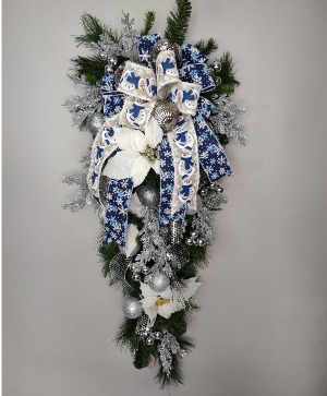 Blue and White Door Swag Custom Door Swag