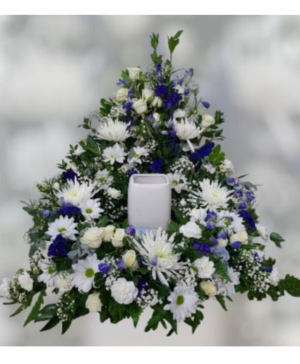 Blue and White Eternity Ring  FS-541 Fresh Flower Arrangement (Local Delivery Area Only)