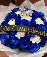 Blue and white favorite  Wrap bouquet 