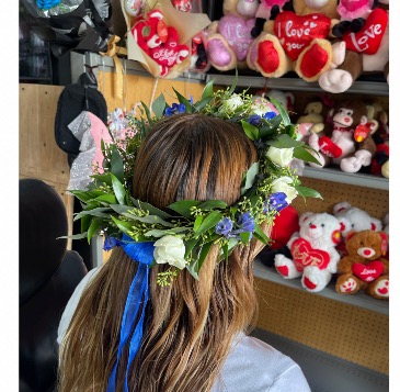 Blue and white flower crown Crown in Los Angeles, CA | Green Rose Flowers