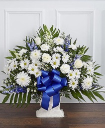 Blue and White flowers Funeral Basket for the service