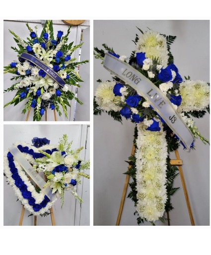 Blue and white funeral package Funeral