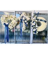 Blue and White Funeral Package  Including Banners 