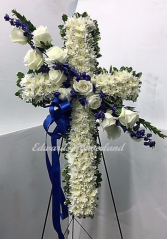 Blue and White Hanging Cross Sympathy 