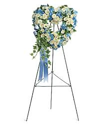 BLUE AND WHITE HEART STANDING FUNERAL PC