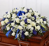 F*  Blue and White Honor Casket Cover 