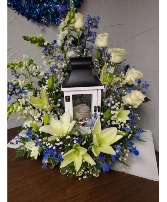 Blue and White Lantern centerpiece Lantern wreath