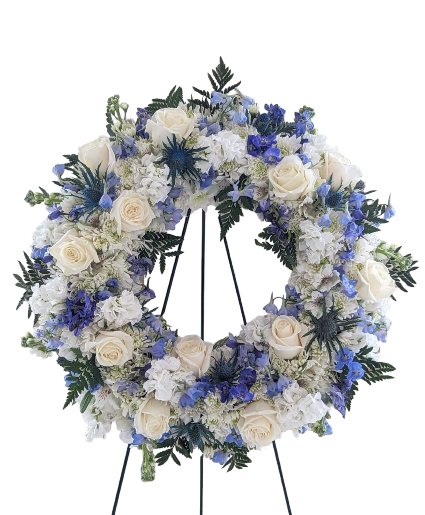 Blue and White Memorial Wreath Floral Wreath