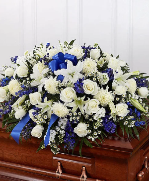 Blue and White Mixed Half Casket Cover 